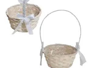 Geflochtener Korb mit weißer Schleife 66 39 A/WEISS D19 H9/32cm