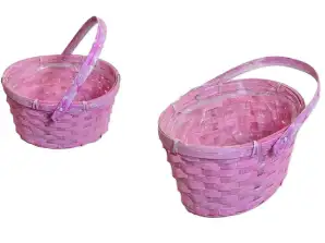 Weidenkorb rosa oval lf 66 25 A/PINK 19 16 H11/21cm