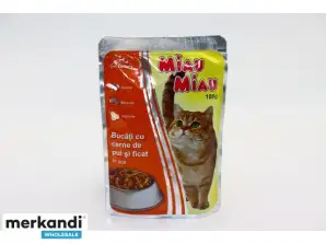 Meow Meow Nassfutter für Katzen 100g Huhn & Leber Erwachsene