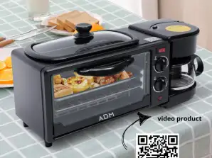 MACCHINA PER COLAZIONE 3 IN 1 CON MACCHINA PER IL CAFFÈ, GRILL, TOSTAPANE, SKU: 2195 (Stock in Polonia