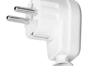 Uni Schuko 16A angled plug. 230V. white