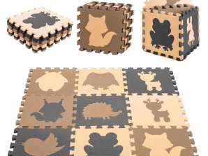 Puzzle éducatif tapis en mousse marron 85 x 85 x 1 cm 9 pièces
