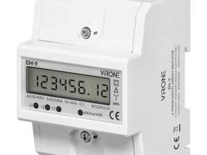 3 phase digital electricity consumption indicator. 100A. 4 modules. DIN TH 35mm