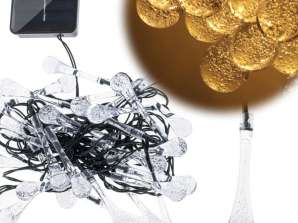 Lampes de jardin solaires en forme de goutte d’eau 6 5m 30LED blanc chaud