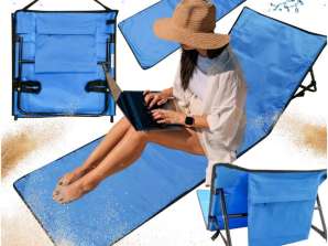 Beach mat with backrest folding deckchair navy blue