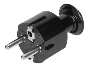 Uni Schuko 16A straight plug. 230V. black