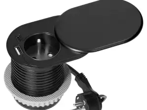 USB-Ladegerät und Kabel 1,9m. 1x2P Z französisch. 1xUSB Typ A C; PD20W. schwarz