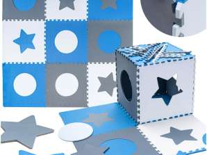 Tappetino educativo in schiuma puzzle grigio blu 60 x 60 x 1 cm 9 pezzi