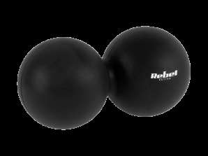 Duoball bola de massagem dupla 6.2cm material preto silicone REBEL ATIVE