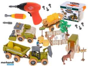 Tracteur agricole, moissonneuse-batteuse, machines agricoles, animaux, chevaux de ferme, outils, tournevis