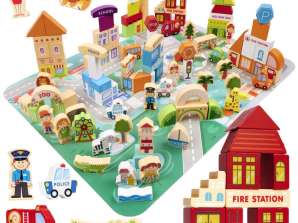 Blocs de bois puzzle de ville éducatif 120pcs.