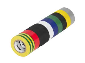 Izoliuojamųjų lipnių juostų rinkinys REBEL 10 vnt 0 13 mm x 19 mm x 10 jardų mišrių spalvų