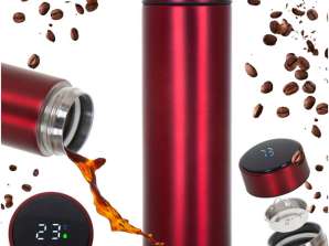 Bouteille isotherme mug thermos intelligent LED 500ml bordeaux