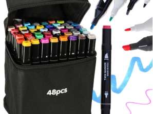Marqueurs d’alcool double face dans un support Case 48