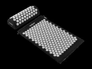 Acupressuurmat met spikes en kussen 72x42cm grijze spikes Rebel Active