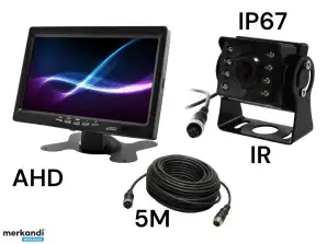 Moniteur lcd de voiture 7 pouces 12 / 24v câble 5m et caméra de recul 4 broches ahd set