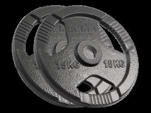 LEC RBA 2143 Sada činek z olympijské litiny 15 2x15 kg. Otvor 51 mm. talíř s držadly. REBEL ACTIVE