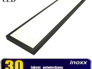 Panneau de plafond LED 120x30 36W lampe Slim Light Box 3000K cadre chaud monté en surface noir
