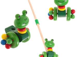 Poussoir sur bâton grenouille marchante en bois