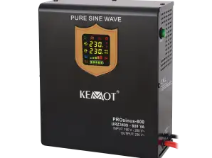 KEMOT PROsinus 800 Alimentation de secours murale avec onduleur à onde sinusoïdale pure et fonction de charge 12V 230V 800VA/500W