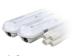 Sada: 2x hermetická LED lampa IP65 4x LED zářivka 120cm 18w t8 4000k g13 neutrální