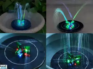RGB PLAUKIOJANTIS SAULĖS FONTANAS SU LED LEMPA TVENKINIUI IR BASEINUI – 5 PURKŠTUKAI, AUTOMATINIS PALEIDIMAS