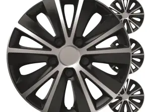 Auto wieldoppen 4st. Rapide Zwart & Zilver Set 15
