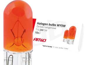 Галогенні лампи WY5W T10 5W W2.1x9.5d amber 24V 10 шт. amio 01001