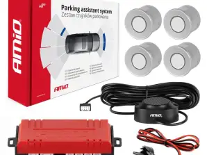 Parkering sensor set med buzzer 4 silverfärger amio 01021