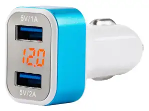 Chargeur de voiture 2x usb voltmètre test 04 amio 01028