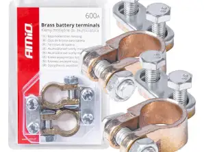 Braçadeiras de bateria em latão 600a 2 pcs em blister amio 01161
