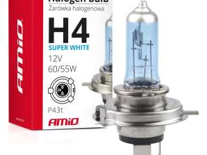 Ampoule halogène h4 12v 60/55w filtre uv e8 super blanc amio 01269
