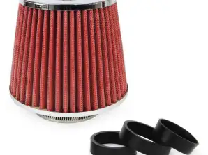 Universalus raudonas/chrminis kūginis oro filtras 3 adapteriai amio 01282