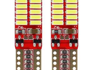 LED izzók canbus 24smd 4014 t10e w5w fehér 12v 24v amio 01287