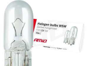 Галогенні лампи w5w t10 5w w2.1x9.5d 12v 10шт. e8 amio 01483