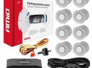 Kit de capteurs de stationnement arrière avec buzzer 8 capteurs argent amio 01596