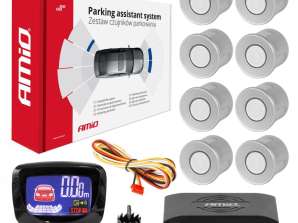 Kit de capteurs de stationnement avec graphique LED 8 capteurs argent Amio 01597