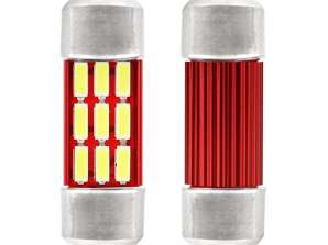 Led-pærer canbus 4014 12smd festoon c5w c10w c3w 31mm hvit 12v 24v amio 01631