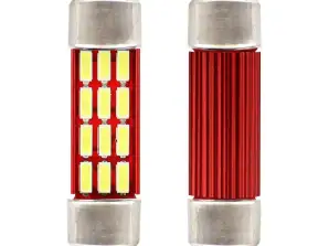 Ampoules LED canbus 4014 12smd festoon c5w c10w c3w 36mm blanche 12v 24v amio 01632