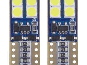 LED izzók canbus 8smd 2835 t10e w5w fehér 12v 24v amio 01635