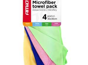 Mikrofaser-Wischtuch-Set für Autos 4 Typen 30x30 cm amio 01983