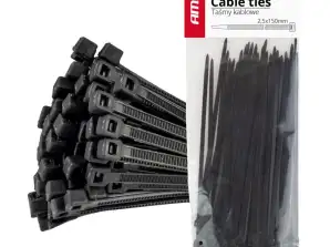 Μαύρες ταινίες καλωδίων 2 5x150mm 100 τεμ. amio 02151
