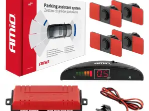 Zestaw czujników parkowania cofania led 4 sensory czarne wewnętrzne 16.5 mm amio 02255