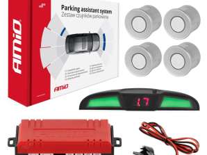 Zestaw czujników parkowania cofania led cob 4 sensory srebrne amio 02282