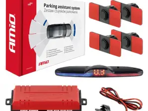 Zestaw czujników parkowania czujniki cofania max led 4 sensory czarne wewnętrzne 16.5 mm amio 02291