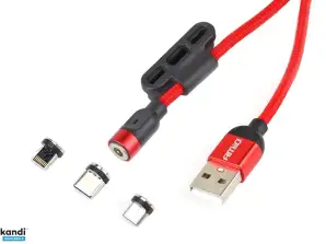 Cable USB magnético 3 en 1 para lightning, USB C, micro USB 1 m UC 8 AMIO 02522