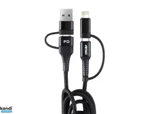Cable USB USB C 3W1 iPhone Lightning USB USB C 1m UC 15 AMIO 02547