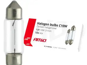 Halogenlampen C10W Festoon 31mm 12v 10 Stück amio 02555