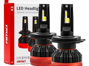 Auto LED-lamput sarja X3 H4/H19 6500K CANBUS AMiO 02979