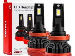Araba led ampuller x3 h8 h9 h11 h16 6500k canbus amio 02981 serisi
